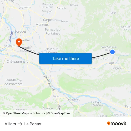 Villars to Le Pontet map