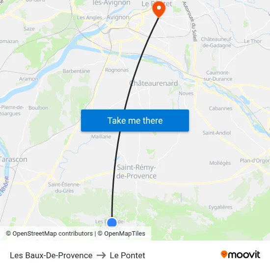 Les Baux-De-Provence to Le Pontet map