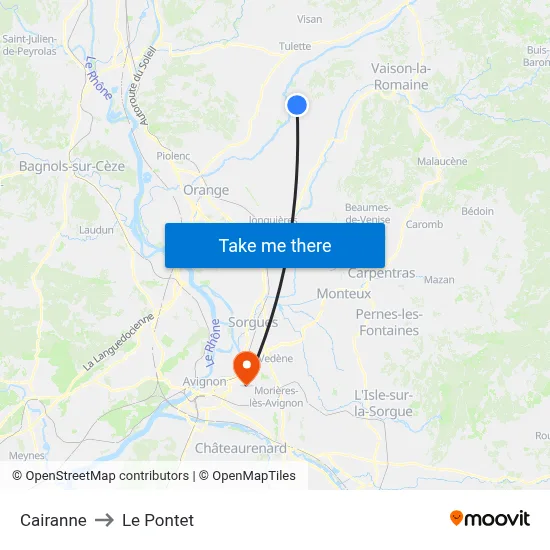 Cairanne to Le Pontet map