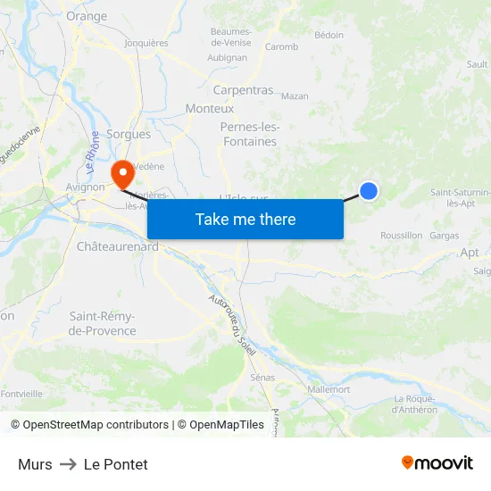 Murs to Le Pontet map