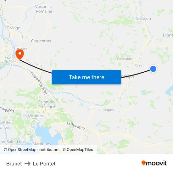 Brunet to Le Pontet map