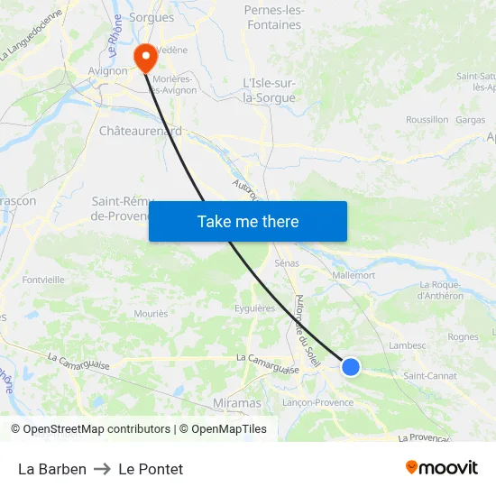 La Barben to Le Pontet map