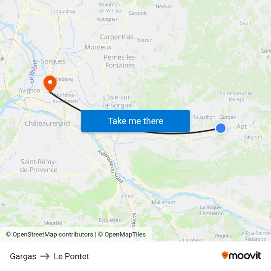 Gargas to Le Pontet map
