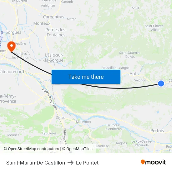 Saint-Martin-De-Castillon to Le Pontet map
