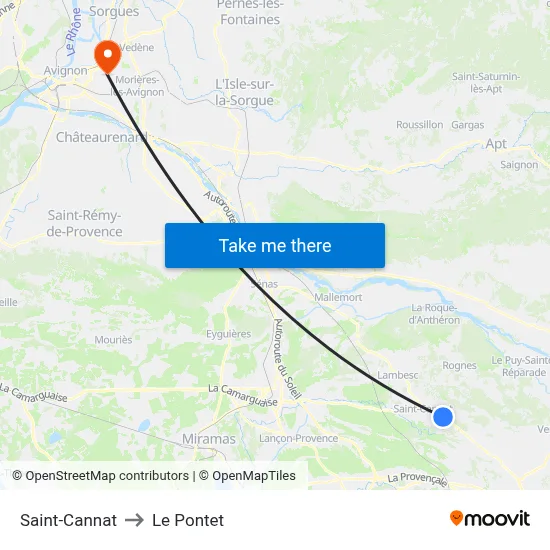 Saint-Cannat to Le Pontet map