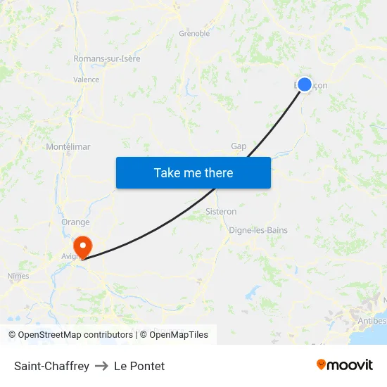 Saint-Chaffrey to Le Pontet map