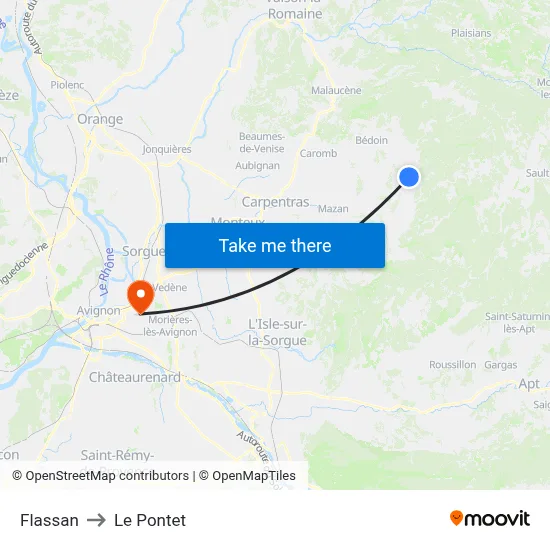 Flassan to Le Pontet map