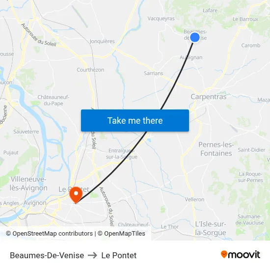 Beaumes-De-Venise to Le Pontet map