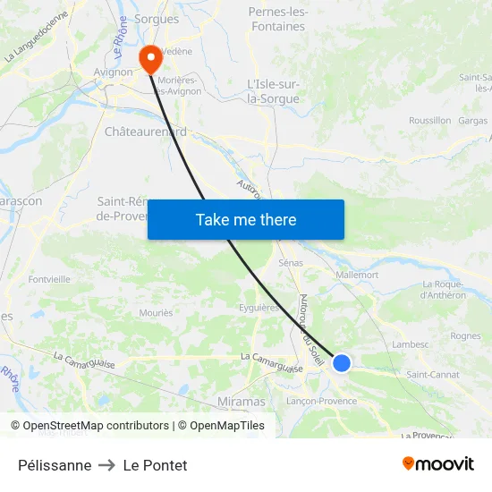 Pélissanne to Le Pontet map