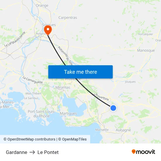 Gardanne to Le Pontet map