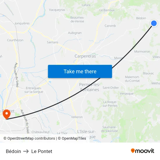 Bédoin to Le Pontet map