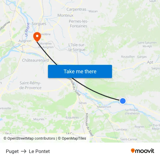 Puget to Le Pontet map