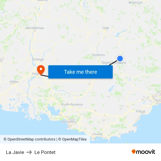 La Javie to Le Pontet map