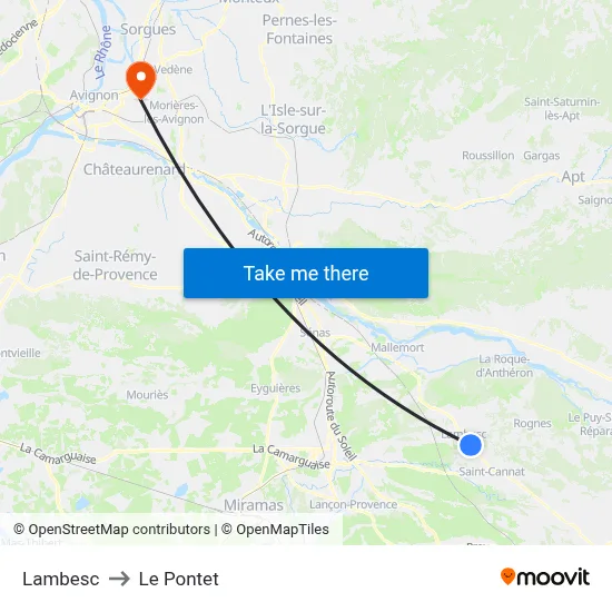Lambesc to Le Pontet map