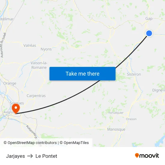 Jarjayes to Le Pontet map