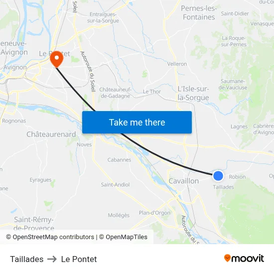 Taillades to Le Pontet map