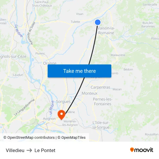 Villedieu to Le Pontet map