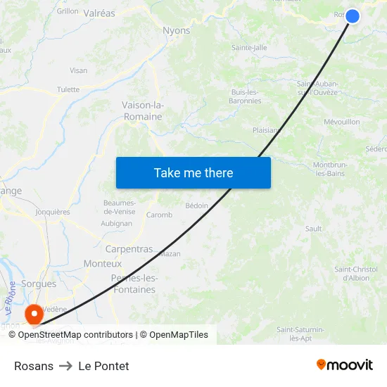 Rosans to Le Pontet map