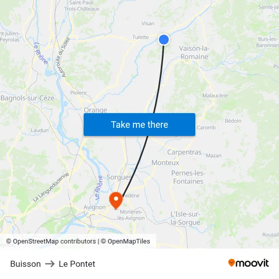 Buisson to Le Pontet map