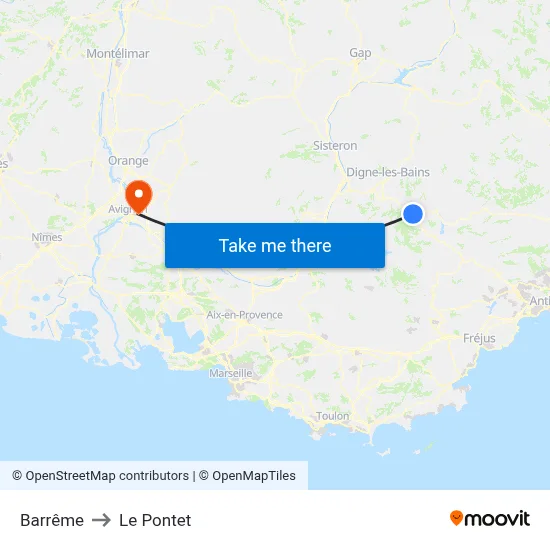Barrême to Le Pontet map