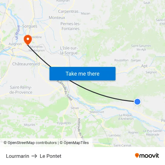 Lourmarin to Le Pontet map