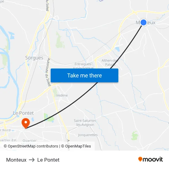 Monteux to Le Pontet map
