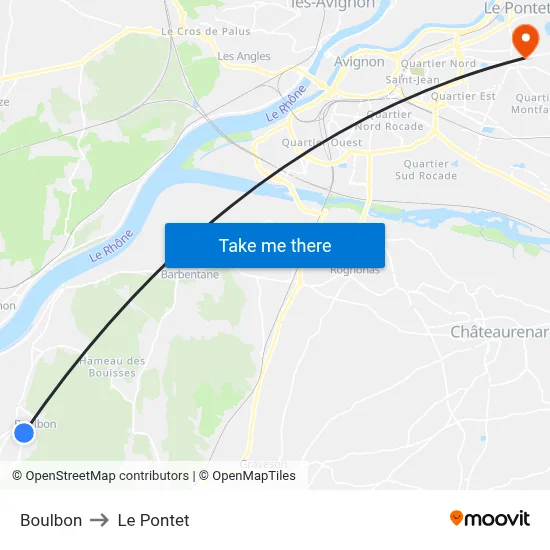 Boulbon to Le Pontet map