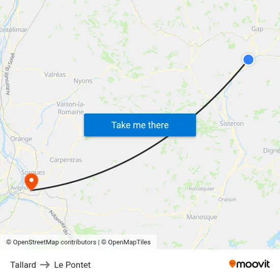 Tallard to Le Pontet map