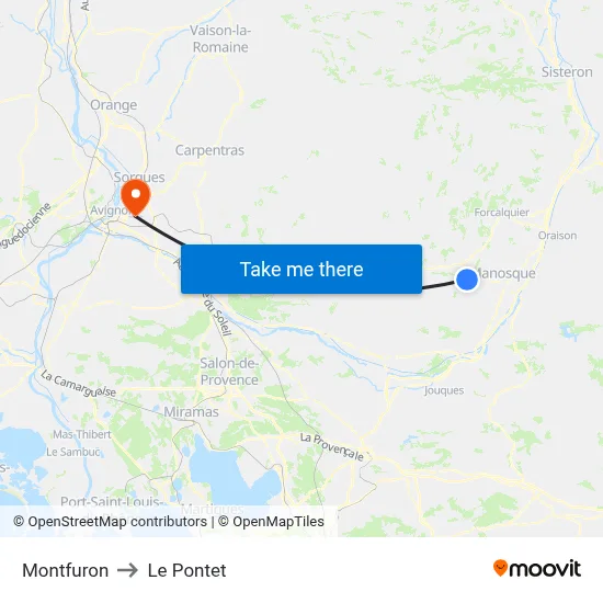 Montfuron to Le Pontet map