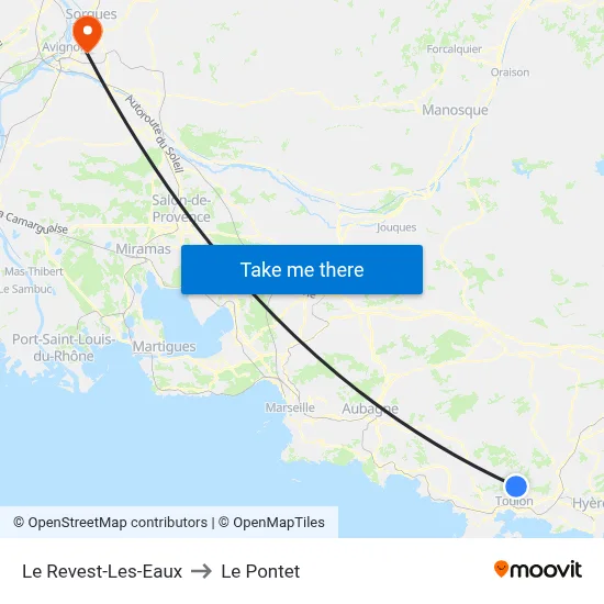Le Revest-Les-Eaux to Le Pontet map