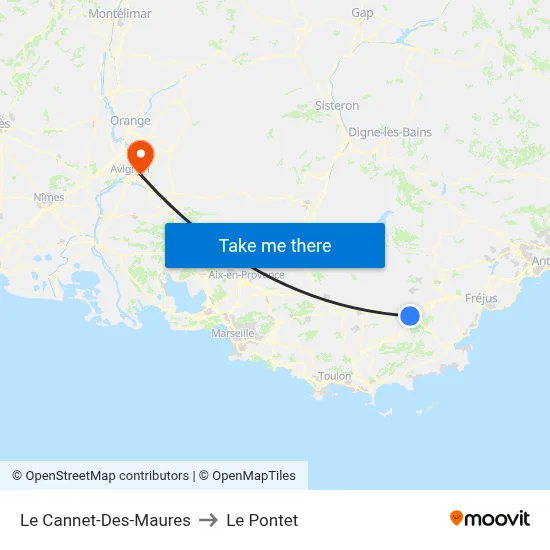 Le Cannet-Des-Maures to Le Pontet map