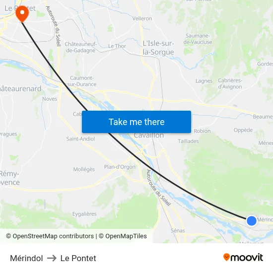 Mérindol to Le Pontet map