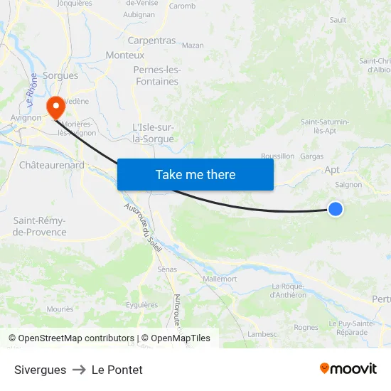 Sivergues to Le Pontet map