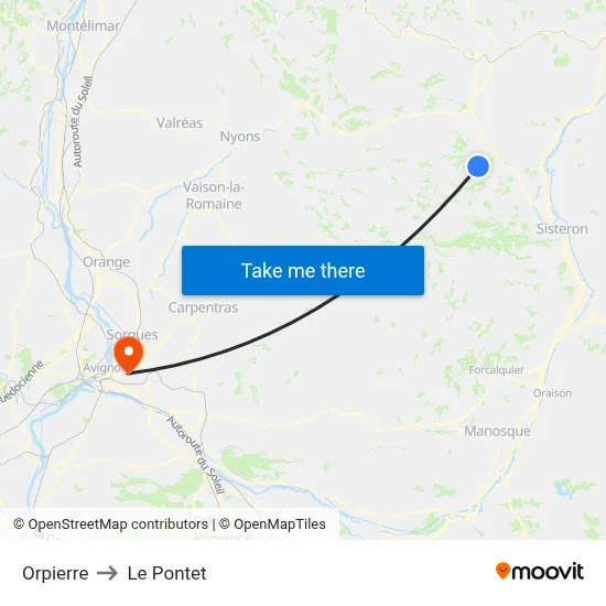 Orpierre to Le Pontet map