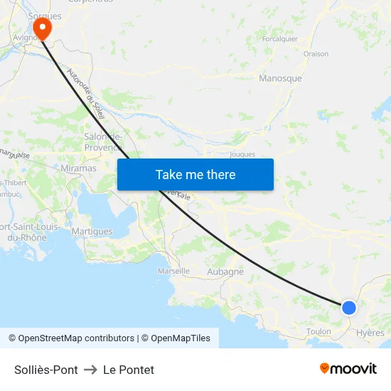 Solliès-Pont to Le Pontet map