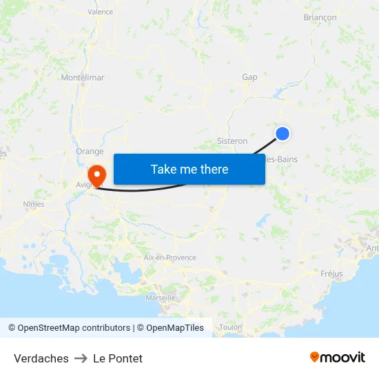 Verdaches to Le Pontet map