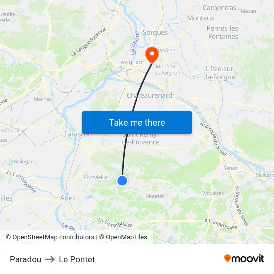 Paradou to Le Pontet map