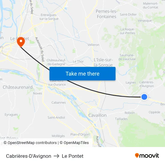 Cabrières-D'Avignon to Le Pontet map