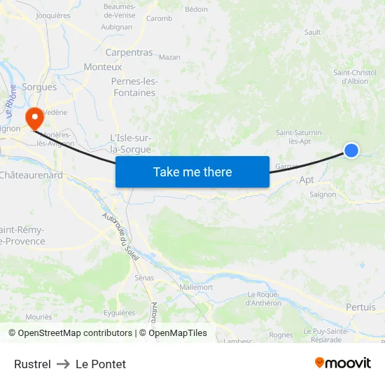 Rustrel to Le Pontet map