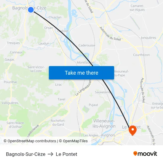 Bagnols-Sur-Cèze to Le Pontet map