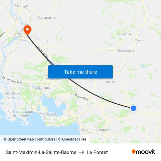 Saint-Maximin-La-Sainte-Baume to Le Pontet map