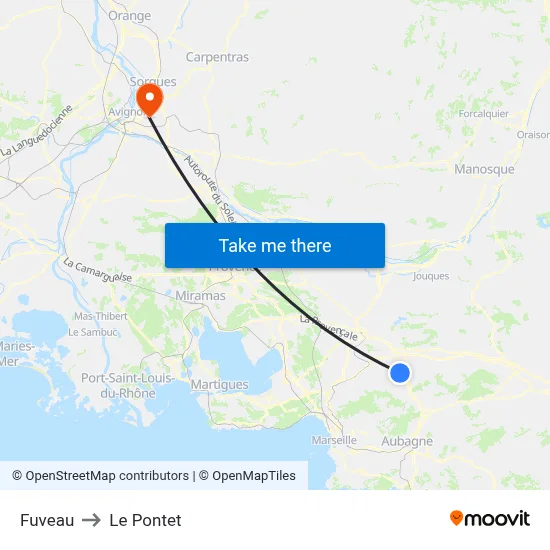 Fuveau to Le Pontet map