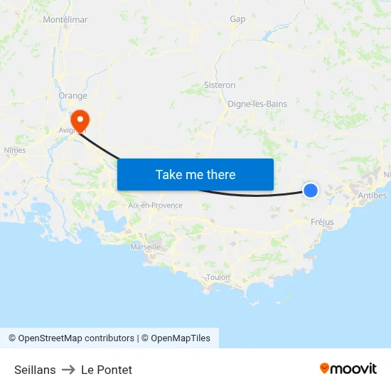 Seillans to Le Pontet map