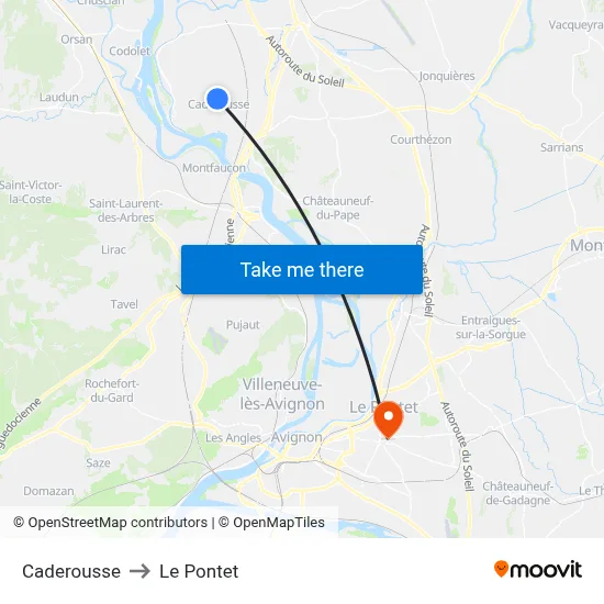 Caderousse to Le Pontet map