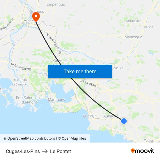 Cuges-Les-Pins to Le Pontet map