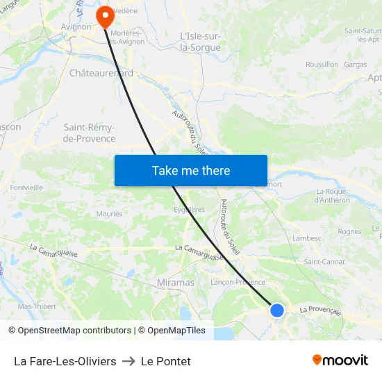 La Fare-Les-Oliviers to Le Pontet map