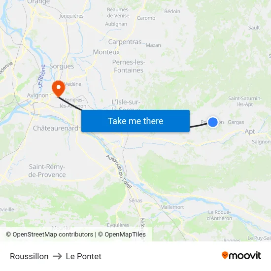 Roussillon to Le Pontet map