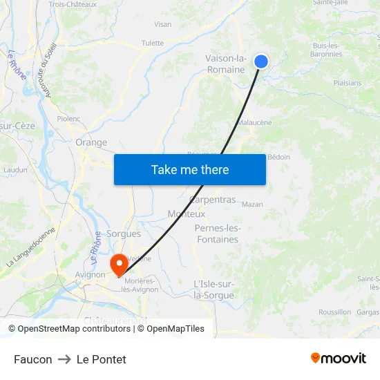 Faucon to Le Pontet map