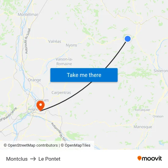 Montclus to Le Pontet map