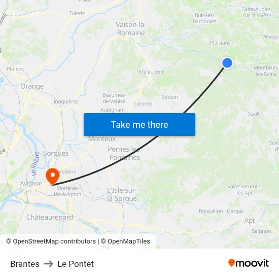 Brantes to Le Pontet map